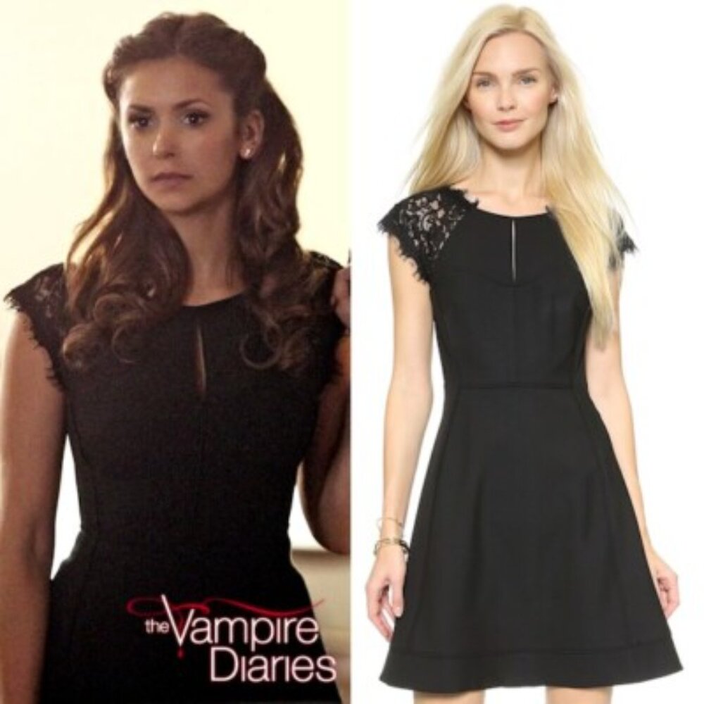 Diane von Furstenberg DVF Maddie Dress Black Lace Ponte US 4 ASO Elena Gilbert